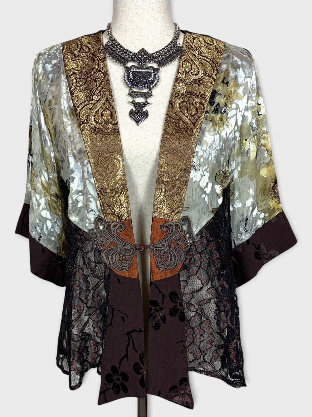 Spencer Alexis Floral Lace Kimono Cardigan Large Fairy Grunge Boho Whimsigoth
